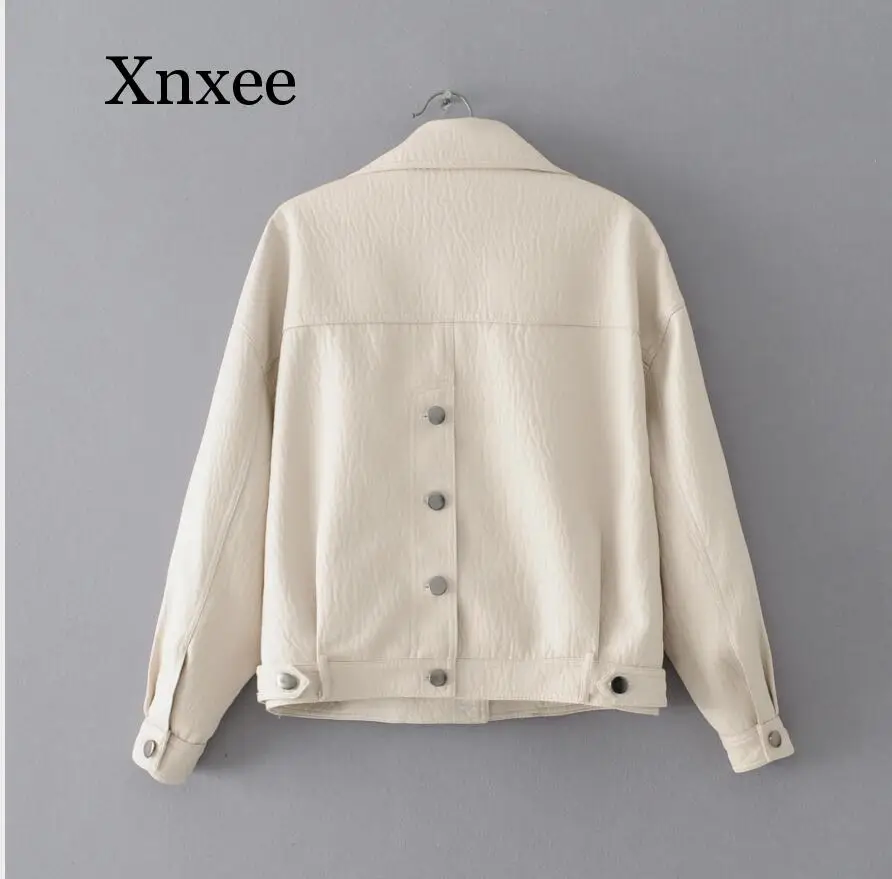 Women Faux Leather Jacket Batwing Sleeve Vintage Biker Coat Short Zipper Motor PU Red Jacket Spring Street Leather Coat vintage