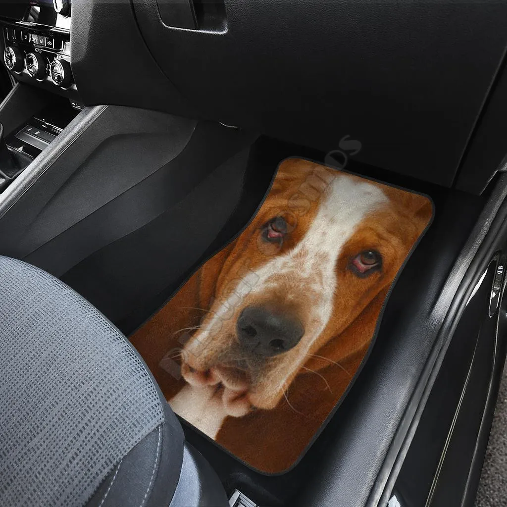 4Pcs Basset Hound Dog Car Floor Mats Funny Face 3D Printed Pattern Fit for Most Anti Slip Cheap Colorful |