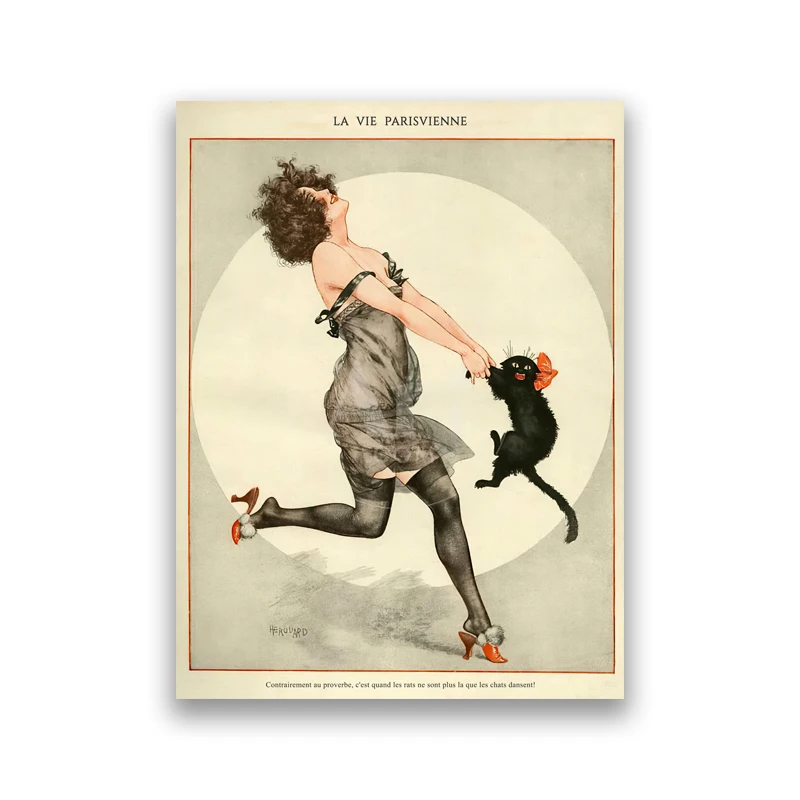 

Винтажный постер "Танцующая женщина и черный кот" Duknow Style