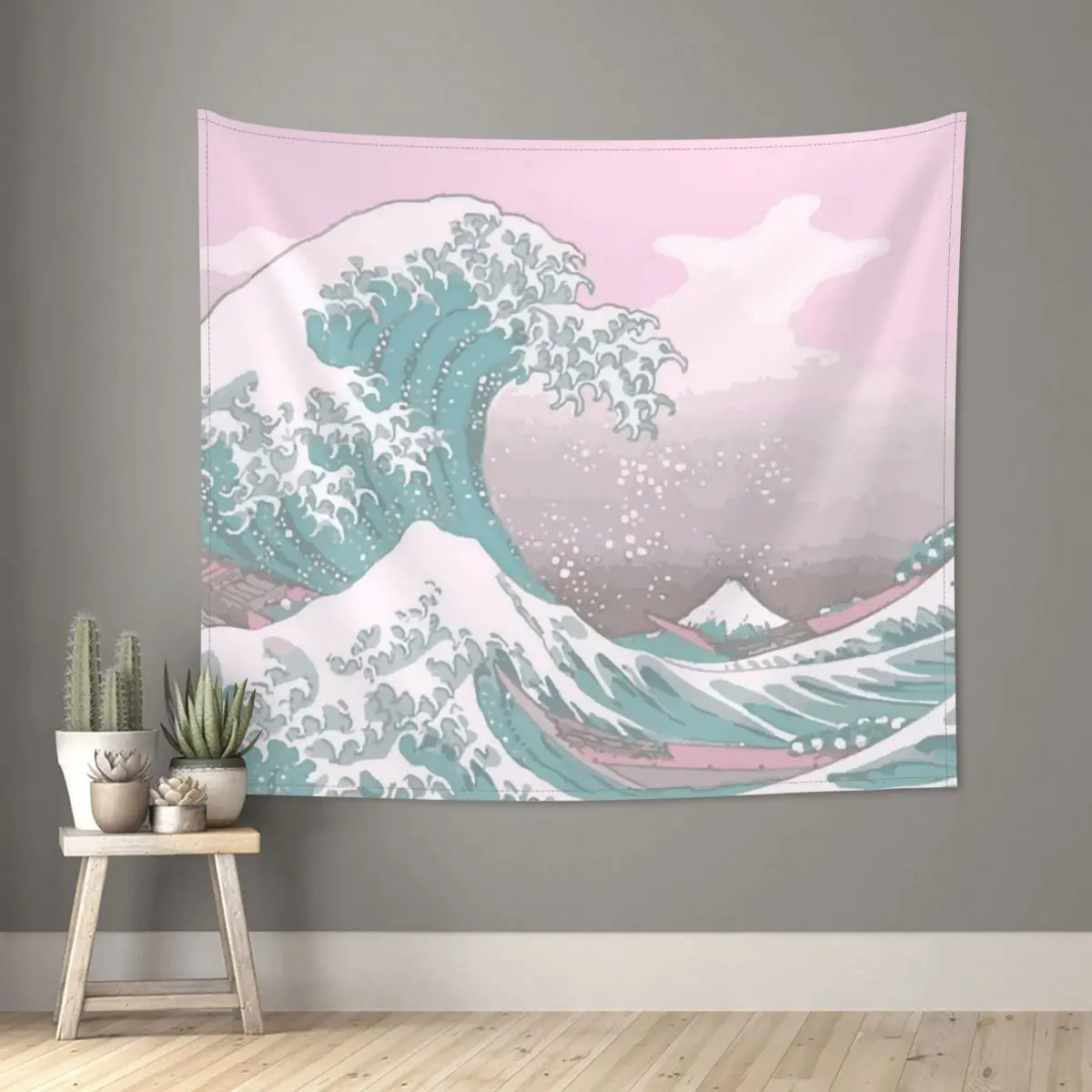 

Pastel The Great Wave Off Kanagawa Tapestry Wall Hanging Hippie Tapestries Mount Fuji Japan Boho Blanket Room Decor Wall Cloth