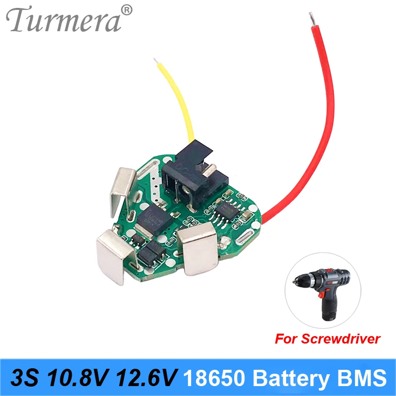 

Turmera 3S 12.6V 10.8V 18650 Lithium Battery BMS Protection Board Circuit Module for Screwdriver Battery 12V 3s Packs BMS Use