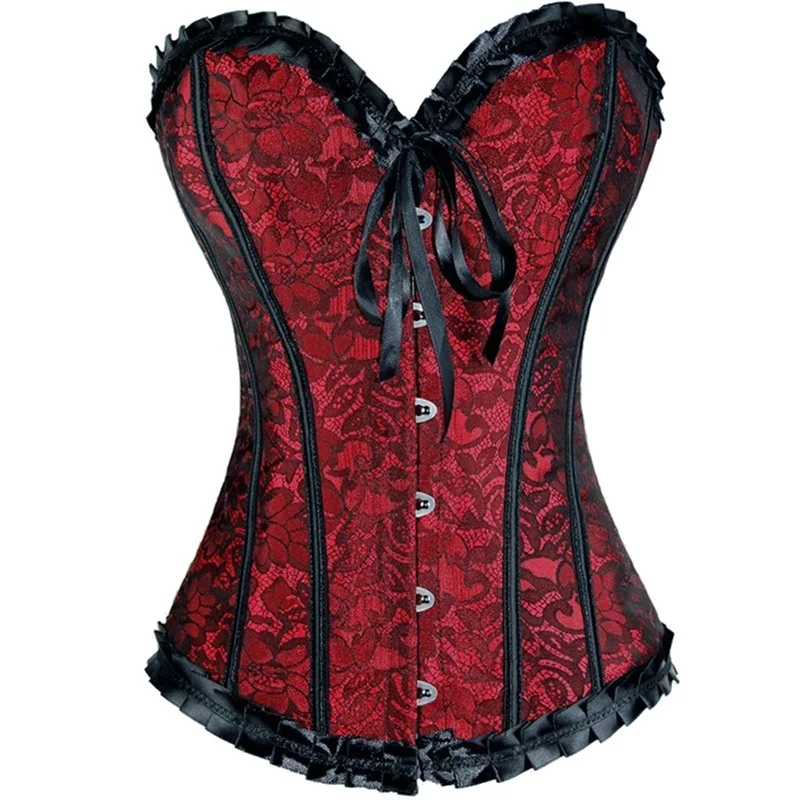 

Overbust Waist Trainer Corset Shaper Jacquard Floral Bustier Laciness Slimming Cincher Gorset Daily Korset Corselet Sexy Outwear