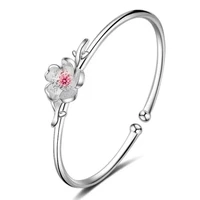 silver peach blossom charm cuff bangle bracelet cuff luxury jewelry designers