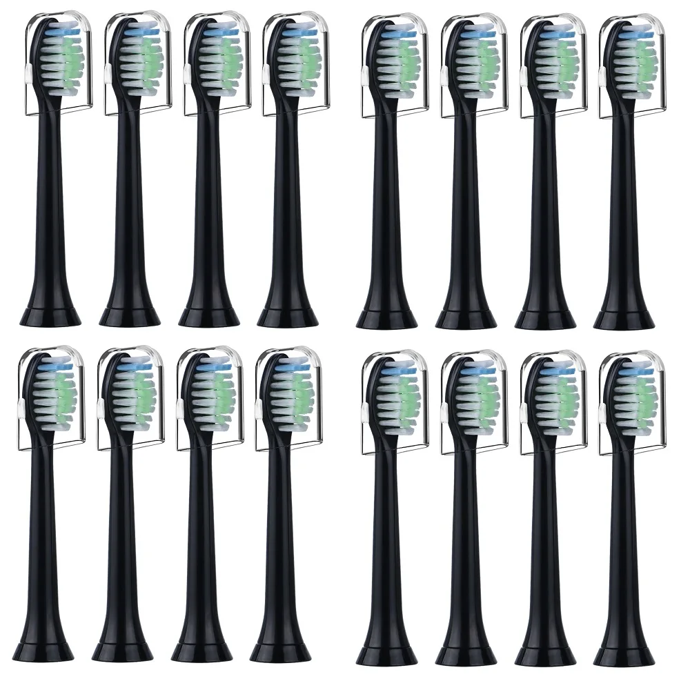 brush with cap Сменные насадки для зубных щеток Philips Sonicare Diamond Clean, Sonicare ProtectiveClean, с гигиеническими колпачками, 16 шт. HX6064, черный - Цвет: brush with cap