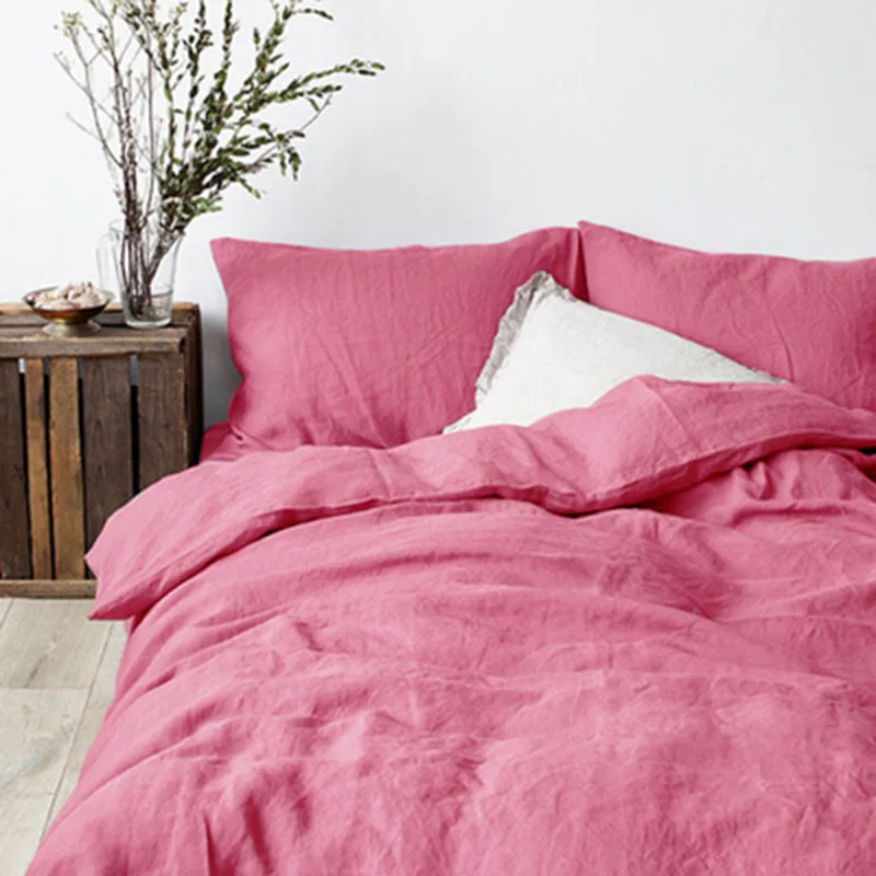 4/6PCS 100% Nature Linen Bedding Set US Twin Full Queen California King Size Flax Duvet Cover Bed Sheet Fitted Pillowcase | Дом и сад