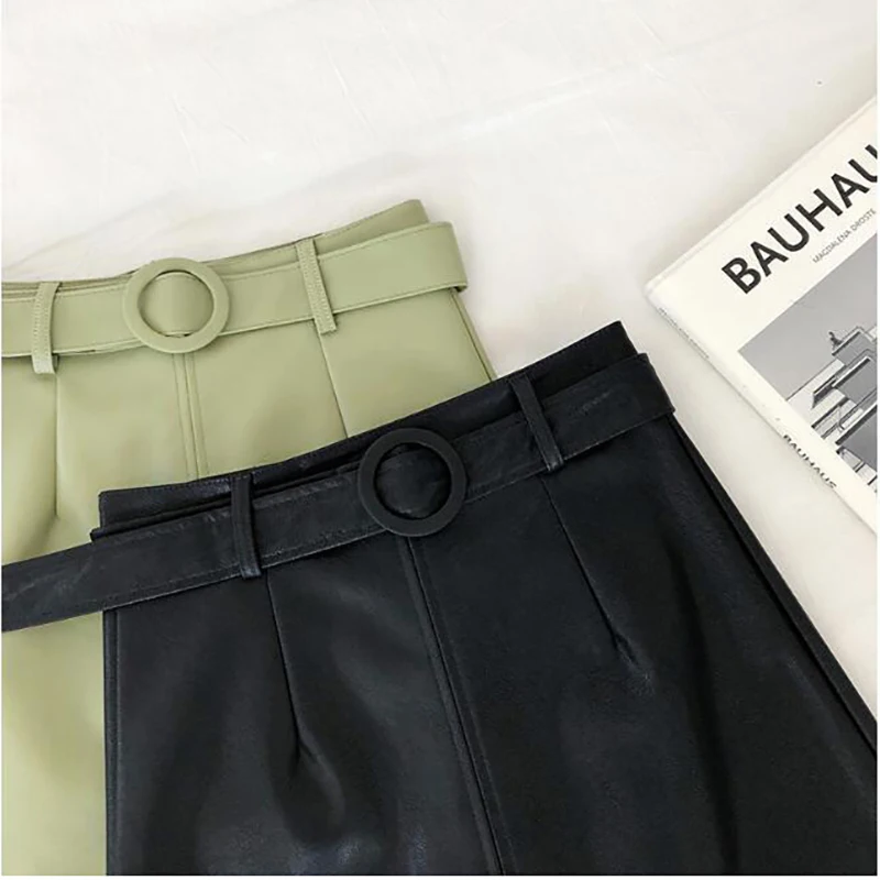 Msfancy кожаная женская мини юбка с завышенной талией Твердые Цвет Pu трапециевидной