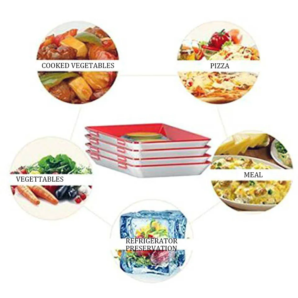 TEENRA Creative Food Preservation Tray Stackable Food Fresh Tray Magic Elastic Fresh Tray Reusable Food Storage Container