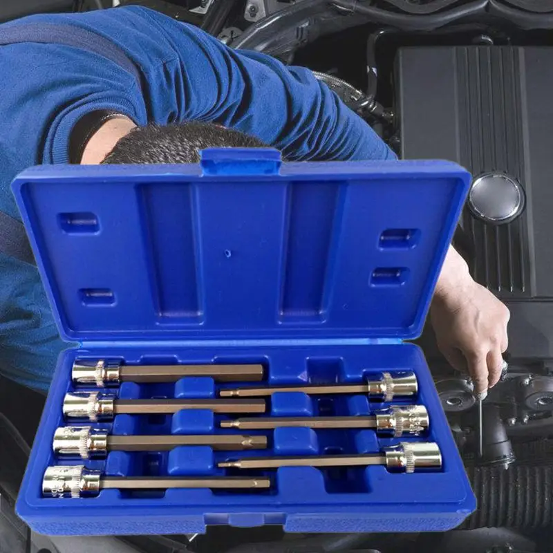 

7Pcs Drive Long Reach Bits Socket Set 3-10mm Screwdriver Woodworking Drill Tools X4YD