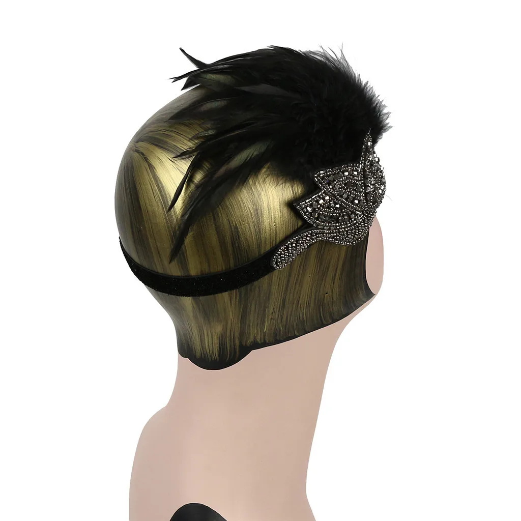Женская повязка на голову с перьями элегантная вечерняя цветами и аксессуар для