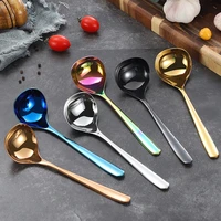1pc korean stainless steel thicken soup spoon creative deepening long handle hotel hot pot scoop home kitchen cooking utensil