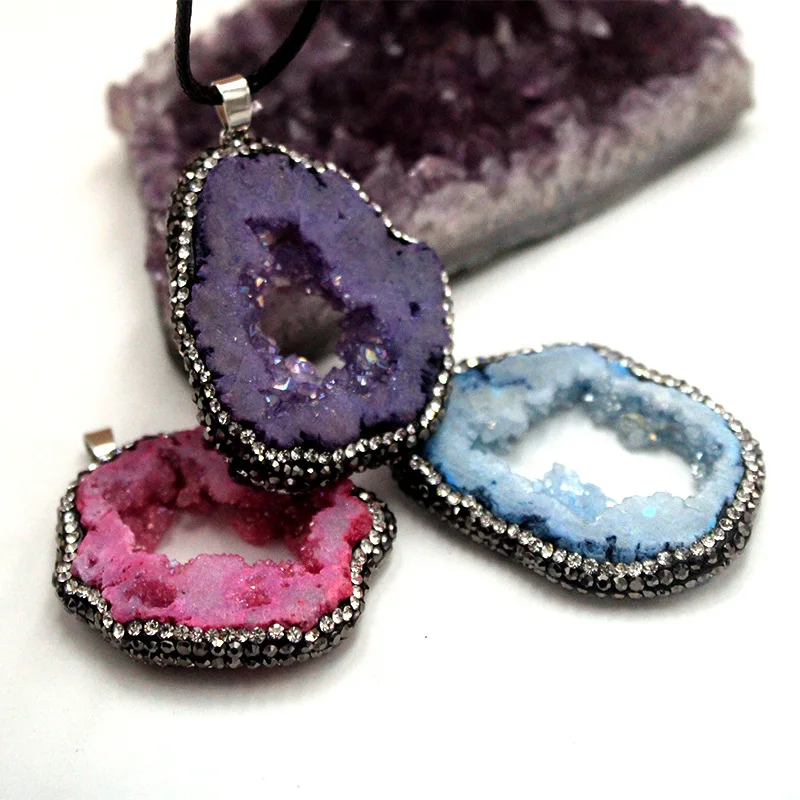 Натуральные грубые камни красочные нестандартные хрустальные подвески