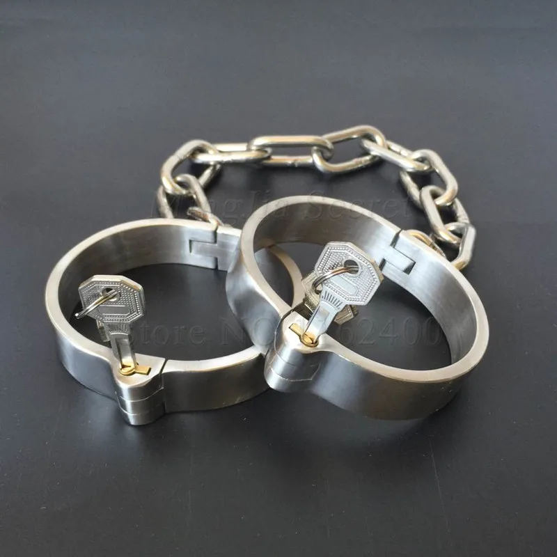 Наручники из нержавеющей стали с замком на шею наручники манжеты лодыжку рабство