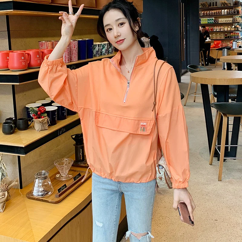 

Sweater Women's New Work Clothes Casual Coat Spring and Autumn Long Sleeve Half Zipped Stand Collar Top Fashion
