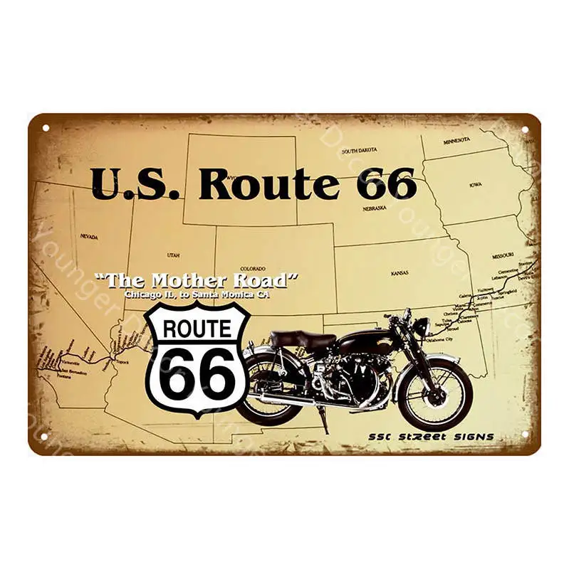 YD7755EI Винтаж US Route 66 металлические знаки американская дорога автомобиль мотоциклы тарелка настенный плакат Паб Бар Клуб домашний декор гараж украшение YI-024 - Цвет: YD7755EI