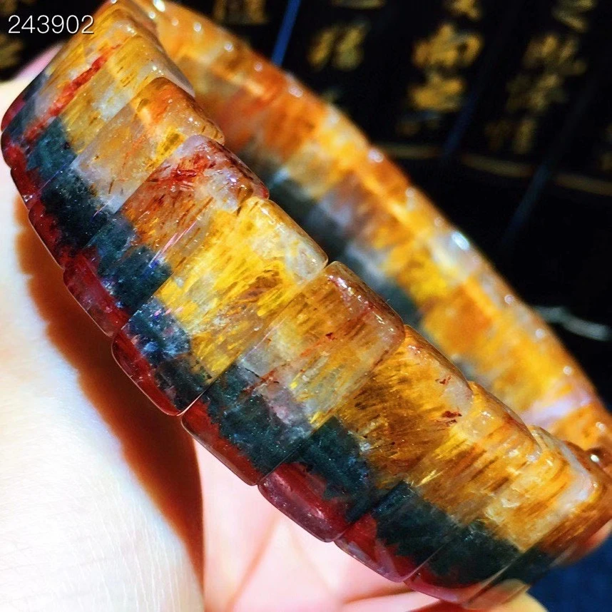 

Genuine Natural Cacoxenite Auralite 23 Quartz Bracelet Purple Red Rutilated 16.2x7.3x5.8mm Women Clear Beads Bangle AAAAAA