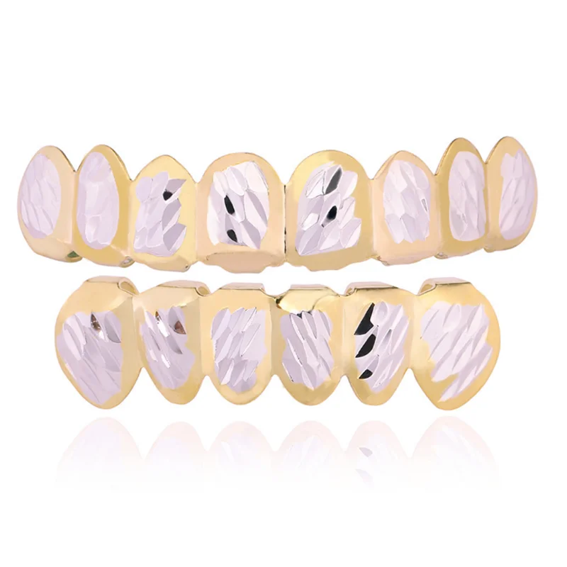 Хип-хоп кубические зубы из циркония два цвета верхние и нижние грили зубные рот