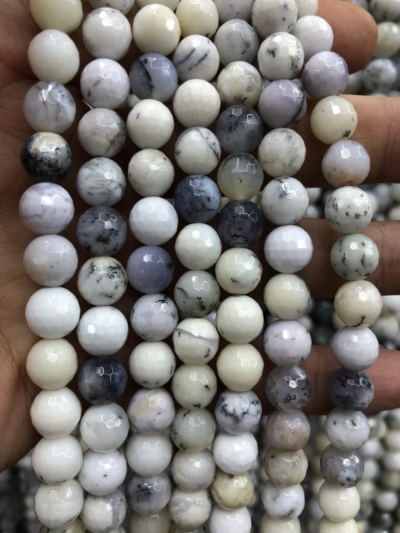 

Wholesale 1string of 15" Natural Dendritic Opal Beads Faceted Bead 6mm 8mm 10mm Round Gemstone Loose Bead for jewelry making