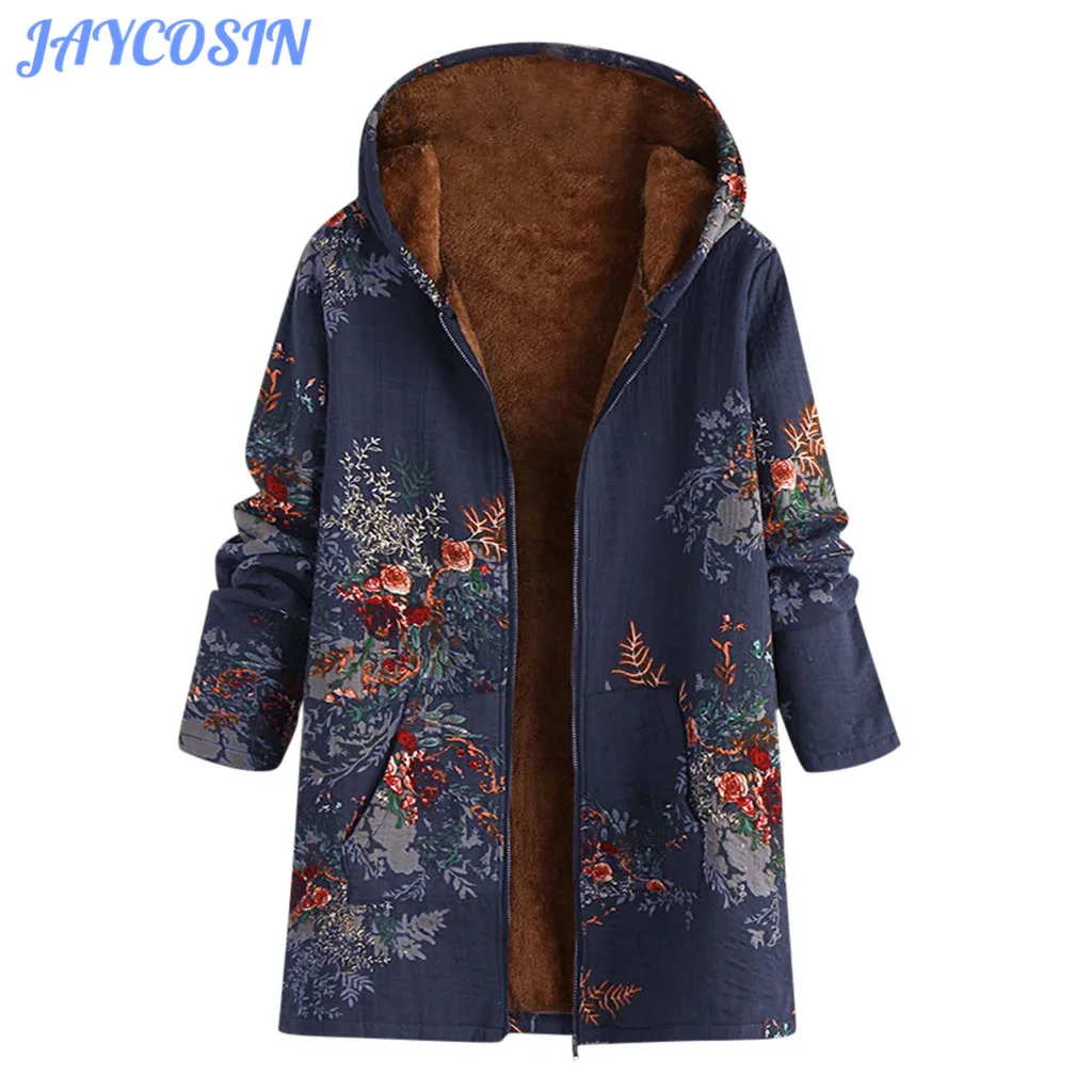 Одежда JAYCOSIN женская зимняя теплая флисовая куртка с капюшоном пальто винтажная