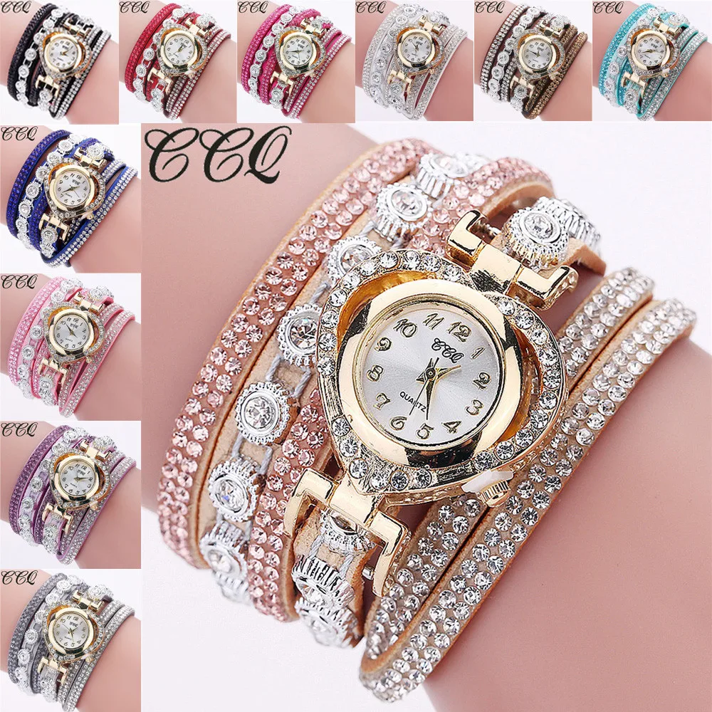 

Personality Women Watch Vintage Rhinestone Crystal Bracelet Digital Dial Female Analog Quartz Wristwatch Wrist Clock Relojmujer