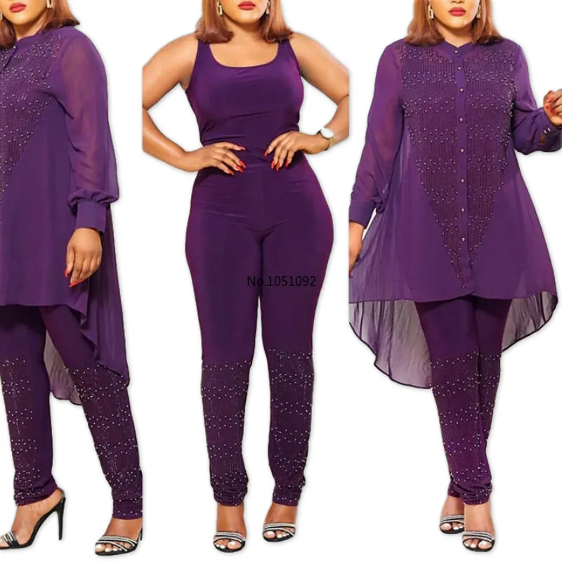 Африканские комплекты для женщин новый комплект из 3 предметов с бриллиантами