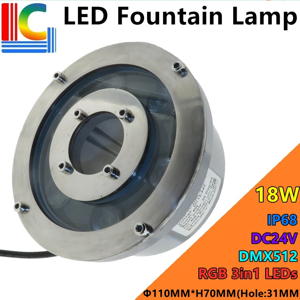 

Светодиодная фонтанная ЛАМПА IP68, подводный светильник для бассейна, декоративное освещение для сада и пруда, 6 Вт, 18 Вт, DMX512 RGB