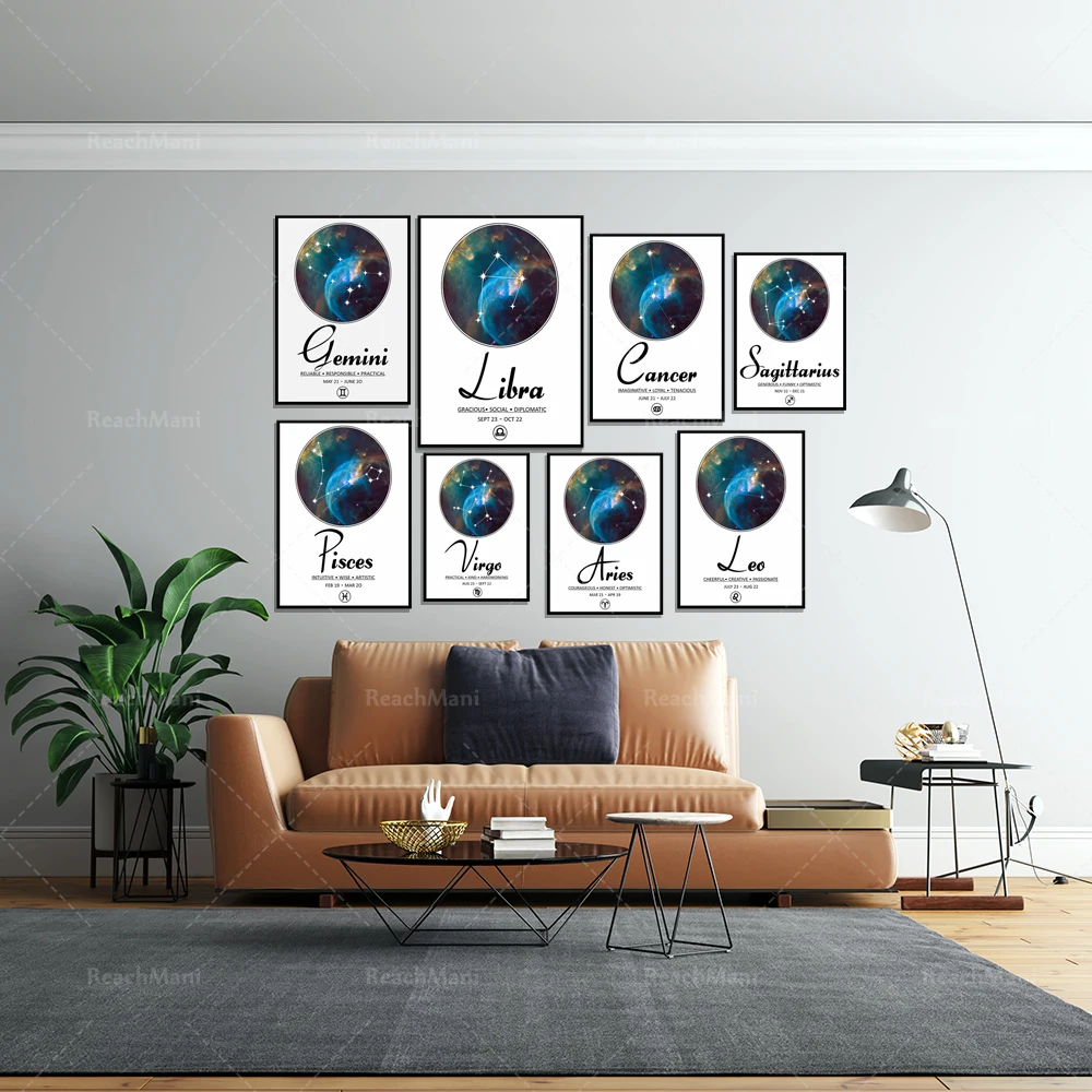

Wall Painting Canvas Art Print 12 Zodiac Signs Constellation And Planet Pictures For Home Design Posters And Prints Living Room