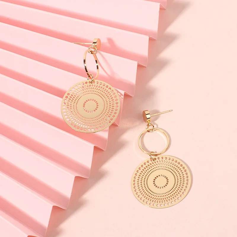 Hollow Geometric Circle Earrings European and American Ethnic Bohemian Round | Украшения и аксессуары