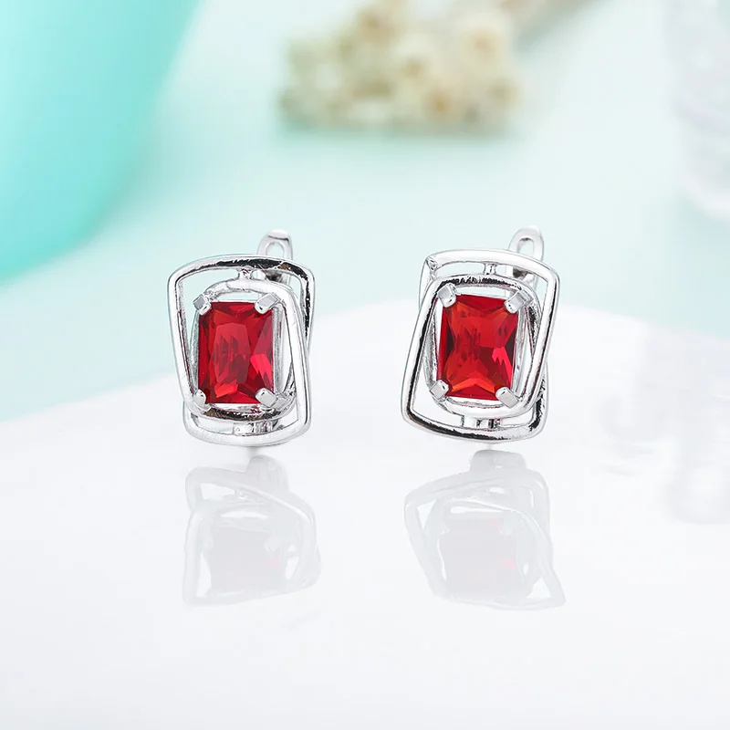 red MAIKALE, квадратные серьги-гвоздики, классические, медные, золотые, серебряные, покрытые кубическим цирконием ААА, корейские серьги для женщин, подарки для друзей - Окраска металла: red