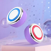 2 in 1 ems led light therapy silicone heating face cleanser massage facial cleaning brush skin scrubber washing brush skin care