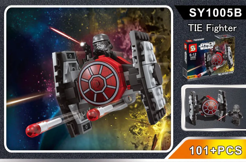 star mini TIE Fighter wars WING Falcon Millennium 75195 75196 75193 75194 compatible with lepining building blocks Bricks toys | Игрушки и