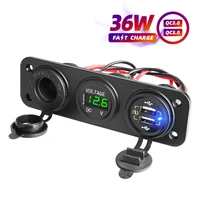 waterproof 12v usb socket charger dual port car charger with voltmeter led 12 volt adapter tee for cigarette lighter in the car