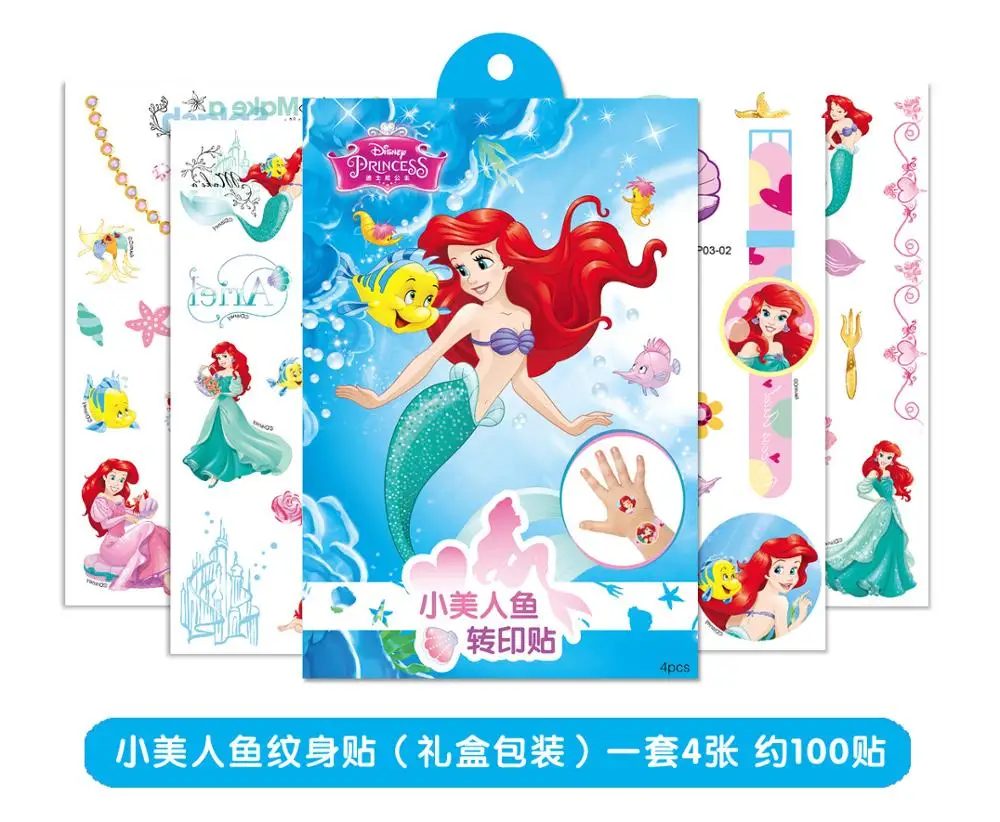 Disney-tatuaje temporal de frozen para ni&ntilde;as, calcoman&iacute;as con caja, Stitch, pegatinas impermeables, juguetes de regalo-3