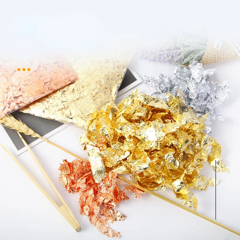 Shiny 2/3g Gold Foil Jewelry Luxury Resin Decoration Paper Handicrafts Flake Siver Leaf Nail Beauty Gilding DIY Art Craft | Дом и сад