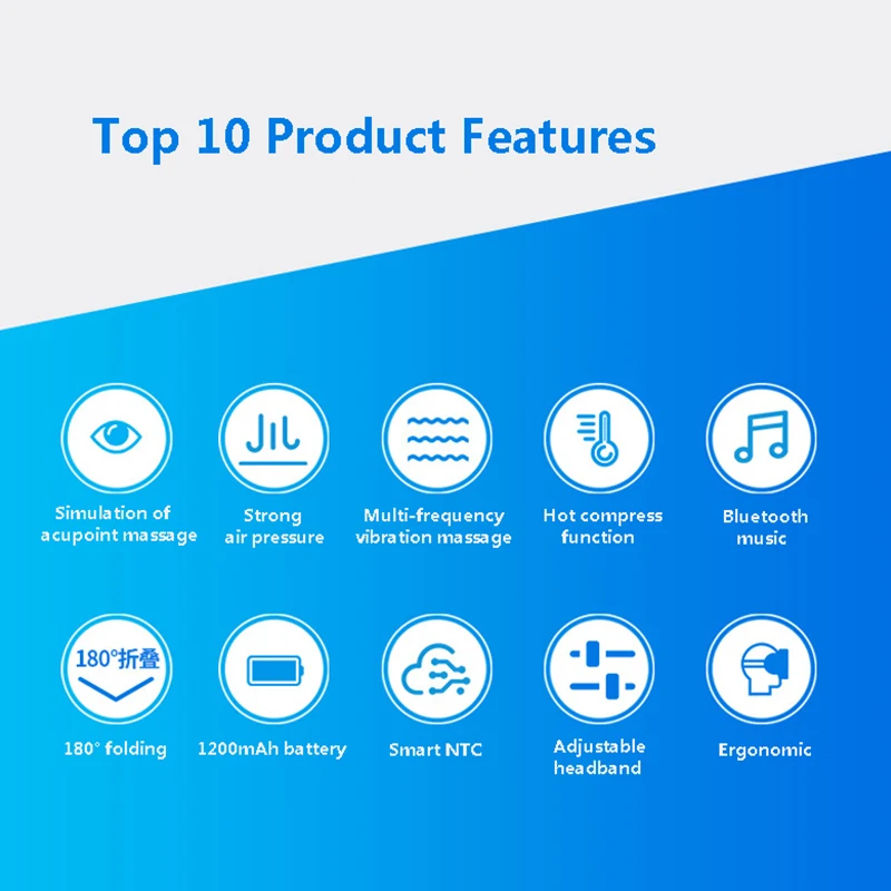 Bluetooth Воздуха Давление массажер для глаз смарт подушка безопасности вибрации