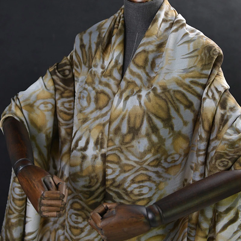 100 см * 114 Этнические Цветы Ткань для платья качество шерсть шелк материал жоржет