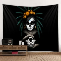 witch skull polyester printing tapestry background decorative cloth factory direct sales can be customized