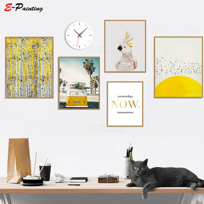 Настенное художественное полотно Современный домашний декор желтая
