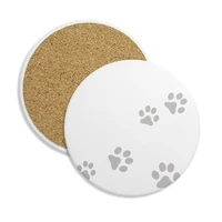 cat meow animal gray footprint art paw print stone drink ceramics coasters for mug cup gift 2pcs