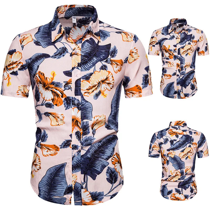 

Beach Hawaiian Shirt Men 2020 Summer Short Sleeve Cotton Mens Shirts Casual Slim Fit Dress Shirts Chemise Homme camisa masculina