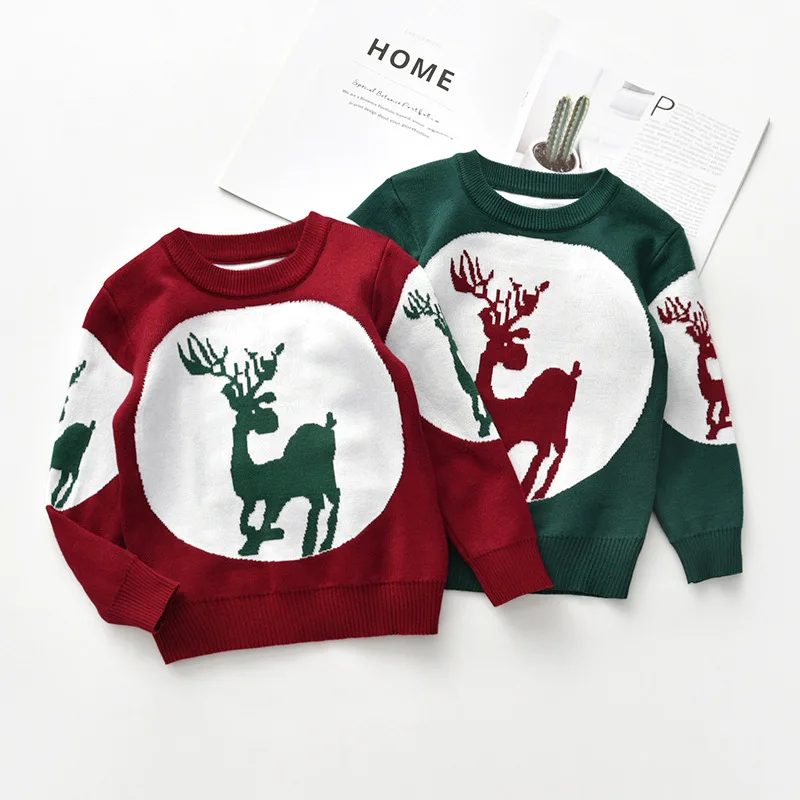 Рождественский свитер для маленьких мальчиков и девочек Детские Зимние Топы
