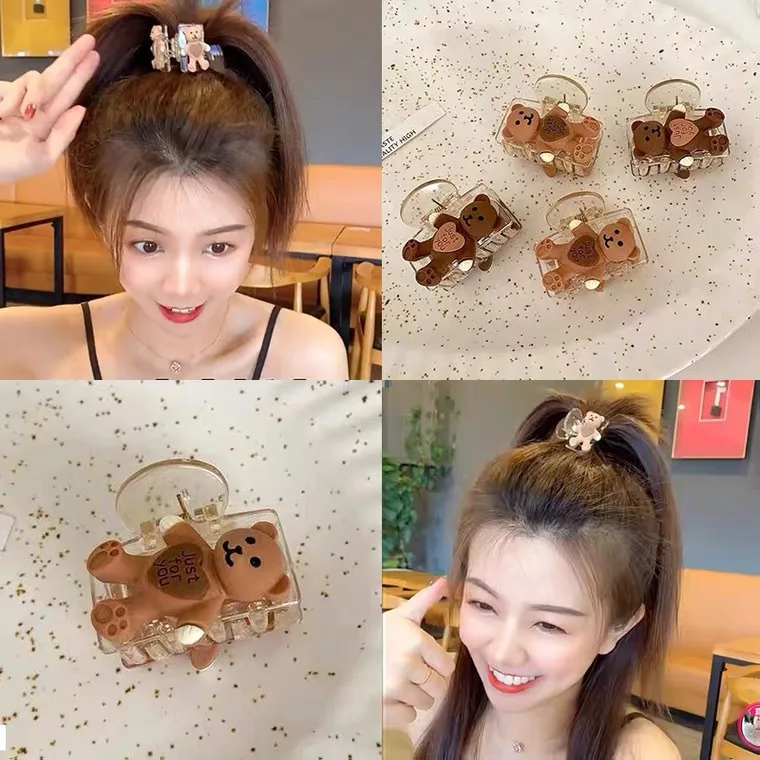 

Cute Cartoon Hair Claw Clips For Women Fashion Hairpin Heart Claw Clip Bath Headband Gift Cuty Bear Catch Ponytail Hair Clamps