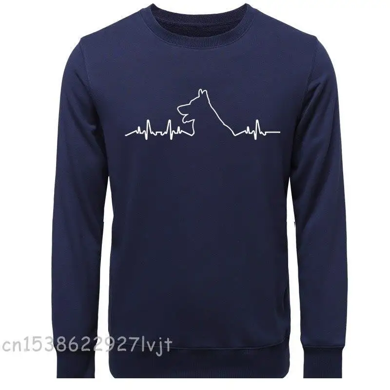 Толстовки с капюшоном для влюбленных немецкой овчарки и сердечного ритма