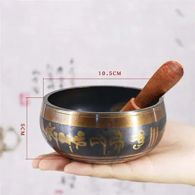 Bronze 10.5 CM Тибетская Поющая чаша декоративная-настенная посуда домашнее украшение Xizang Sacred Dharma Monks Lama - Цвет: Bronze 10.5 CM