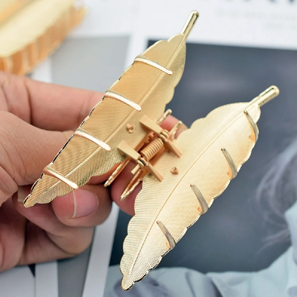 Заколки для волос в форме листьев Женские аксессуары металлическая заколка-краб