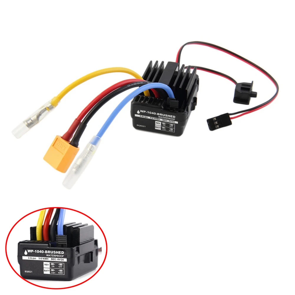 

Cost-effective Brand New WP 1040 60A BQ6021 Brushed ESC Controller Waterproof For Hobbywing Quicrun RC Car Motor