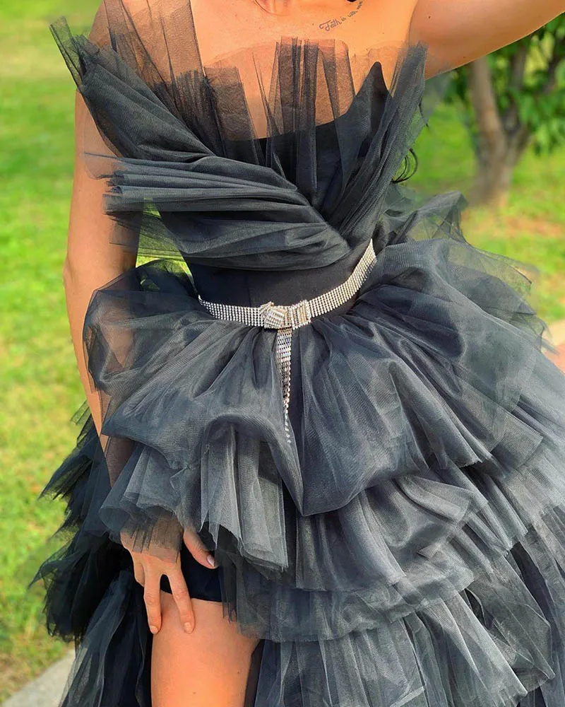 

Women's Tiered Formal Evening Dresses 2021 Long Floor Length Ruffles Prom Party Dress with Slit robes de soirée