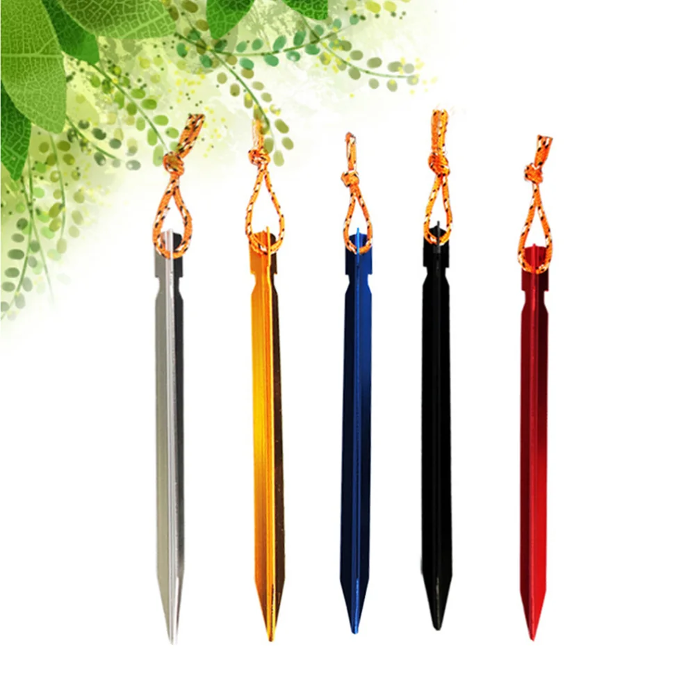 

20 шт. треугольные колышки для палатки из алюминиевого сплава со светоотражающими шнурами для отдыха на природе (случайный цвет)