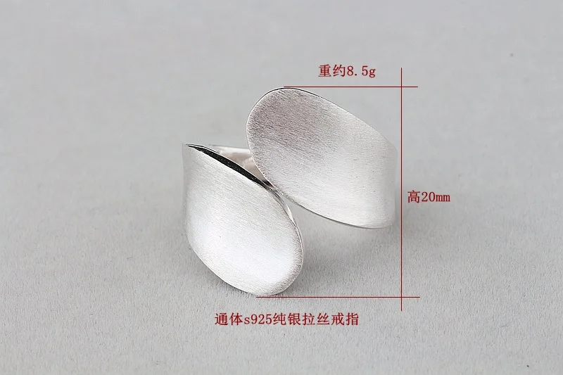 

Amxiu Luxury 925 Sterling Silver Ring Jewelry Handmade Large Ring Open Ring Drawing Silver Rings For Women Finger Accessories