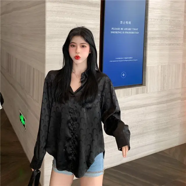 

Ice Silk Satin Shirt for Women Spring and Autumn New Korean Style Loose High-End Design Sense Niche Versatile Long Sleeve Shirt