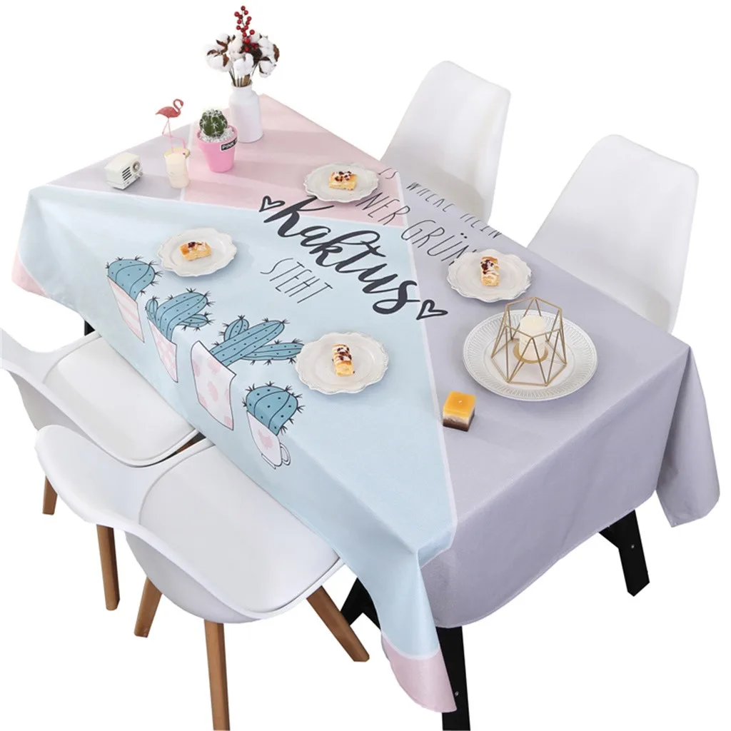 Скатерть кактус с буквенным принтом скатерть водонепроницаемая и маслостойкая